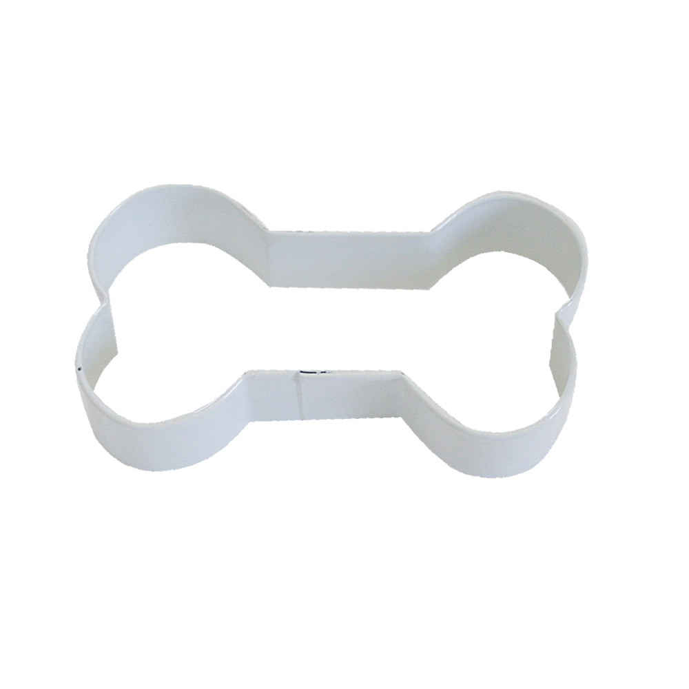 8PK R&M Dog Bone Cookie Cutter Polyresin Coated Steel 9cm - White