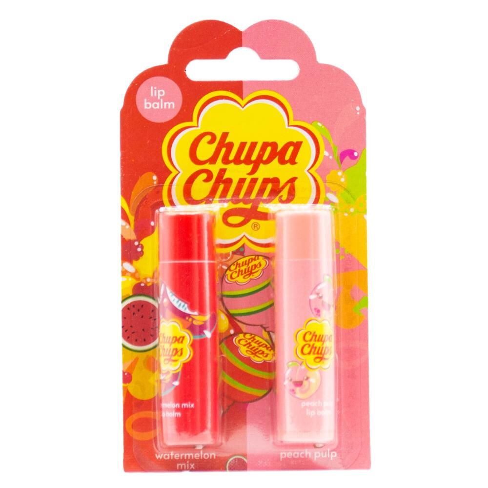 6x 2pc Chupa Chups Lip Balm - Watermelon Mix & Peach Pulp