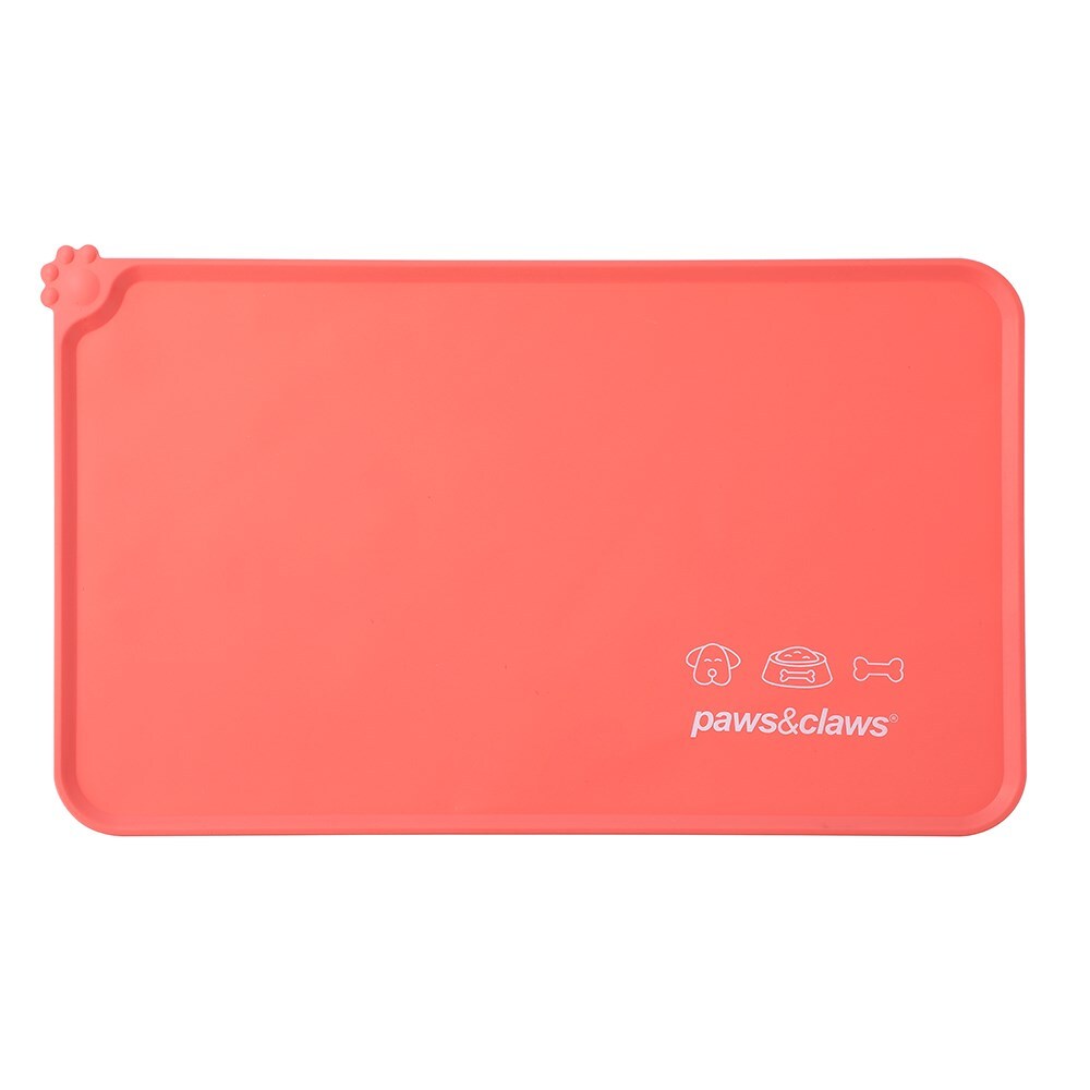 3PK Paws & Claws Pet 49x30cm Non-Slip Rectangle Silicone Food Mat - Assorted