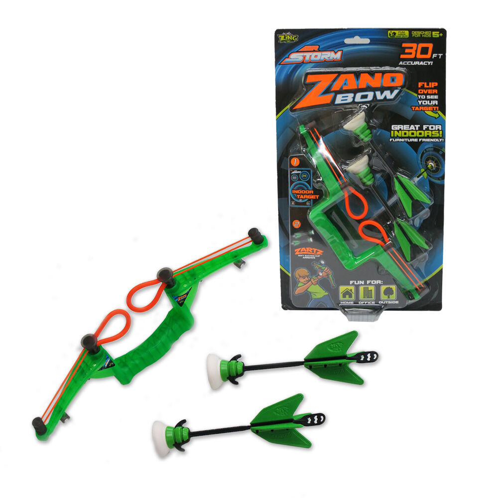 2PK Zing Air Storm Zano Bow Indoor Archery Set - Green 5y+