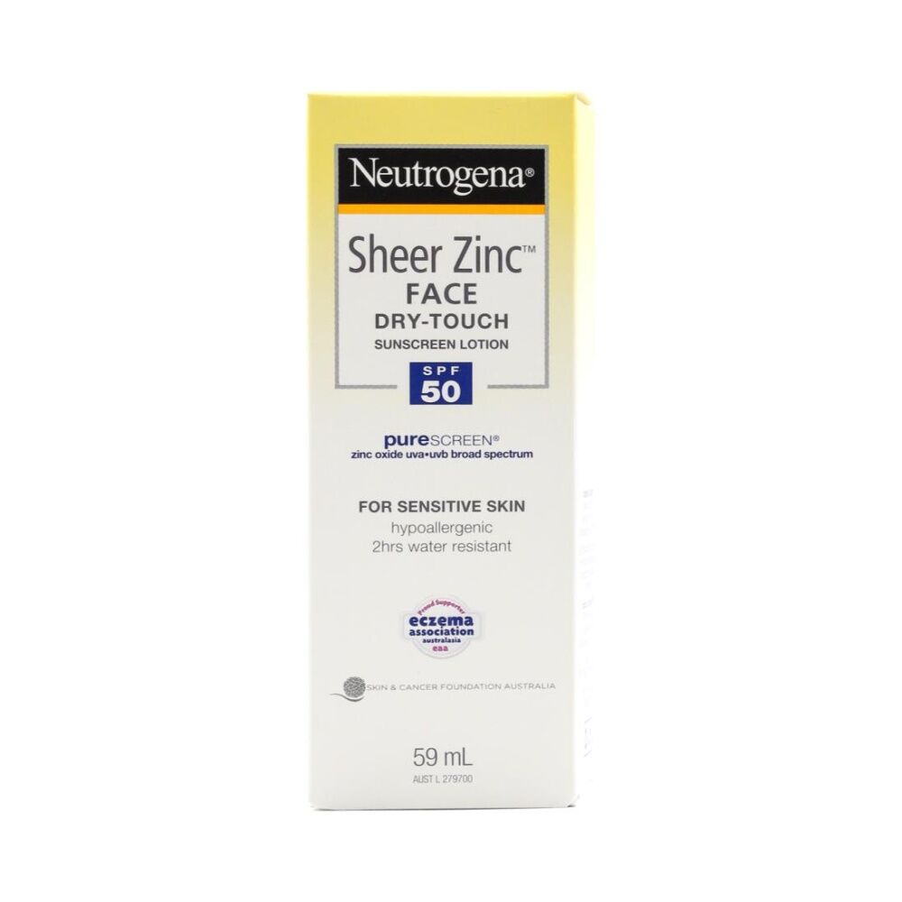 6PK Neutrogena Sheer Zinc Face Sunscreen Lotion SPF50 Sensitive Skin 59ml