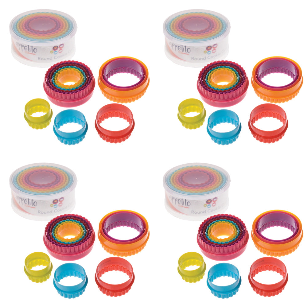 4x 6pc Appetito Double Sided Round Cookie Cutter Multi-Colour