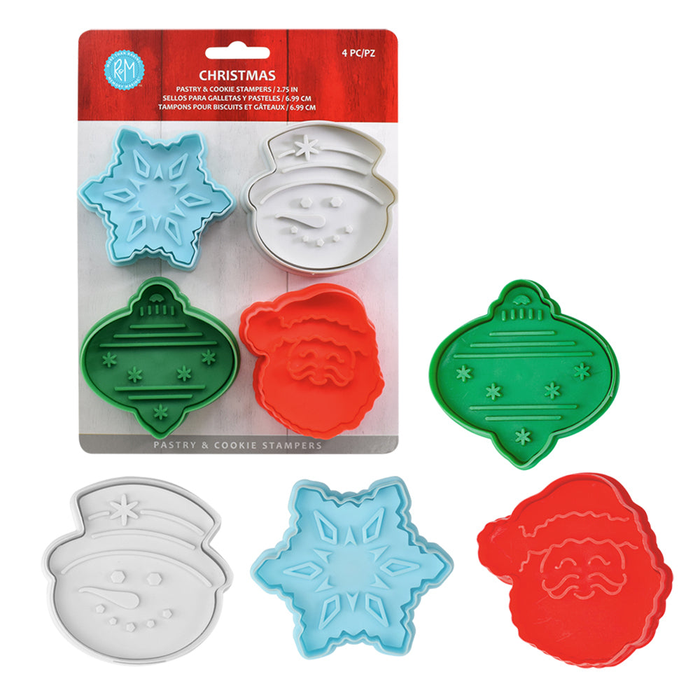 8pc R&M Christmas 3D Pastry & Cookie Coloured Stamper Set 7cm