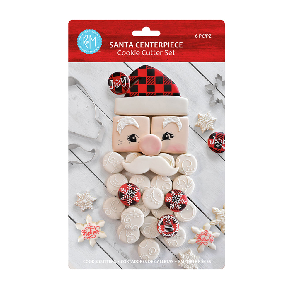 12pc R&M Tinplated Steel Santa Centrepiece Cookie Cutter Set - Silver