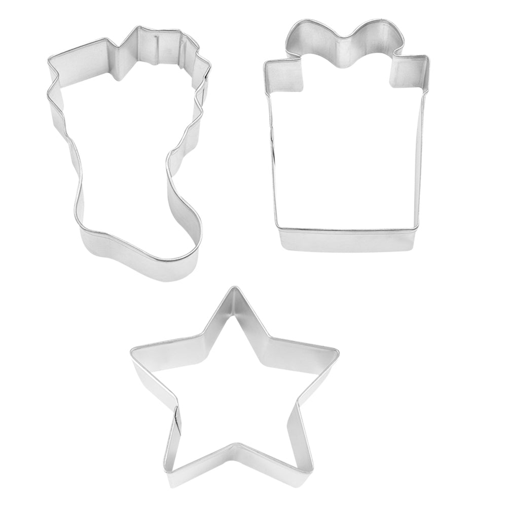 9pc R&M Good Tidings Tinplated Steel Cookie Cutter Set - Silver