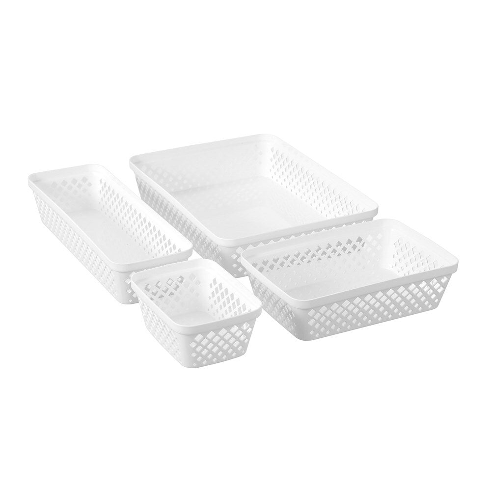 8PK Boxsweden Kept Diamond 23.5x16cm Organiser Tray Basket - White
