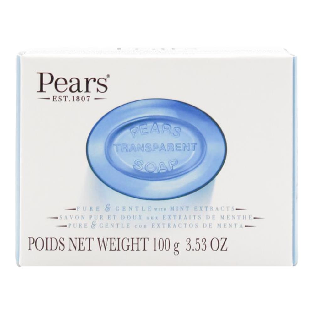 12PK Pears Pure & Gentle 100g Transparent Bar Soap w/ Mint Extracts