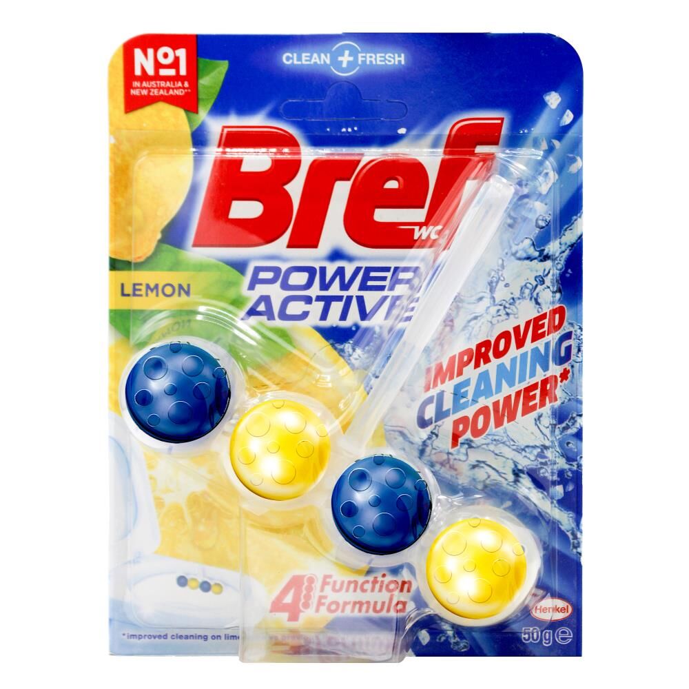 6PK Bref 50g Power Active 4 Function Formula Juicy Lemon Toilet Freshener