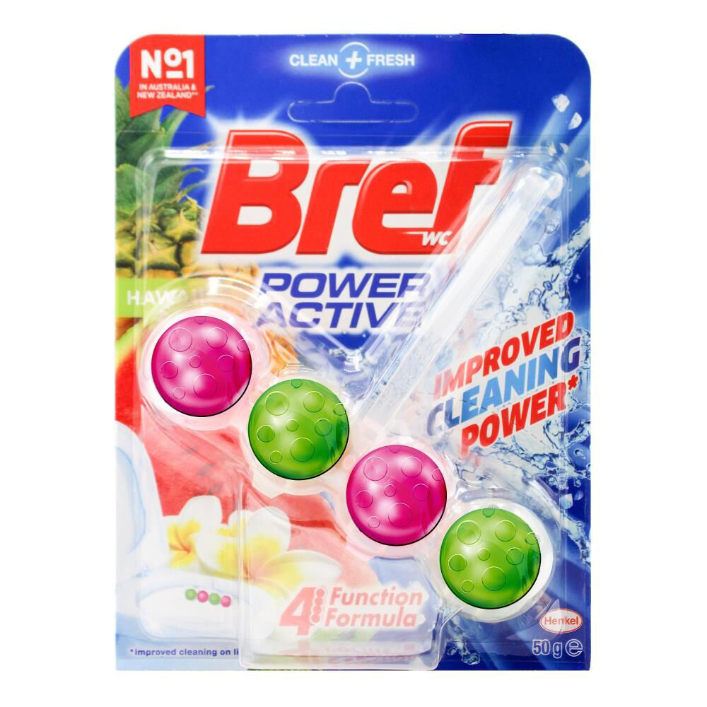 6PK Bref 50g Toilet Cleaner Cage Power Active 4 Function Formula Hawaii