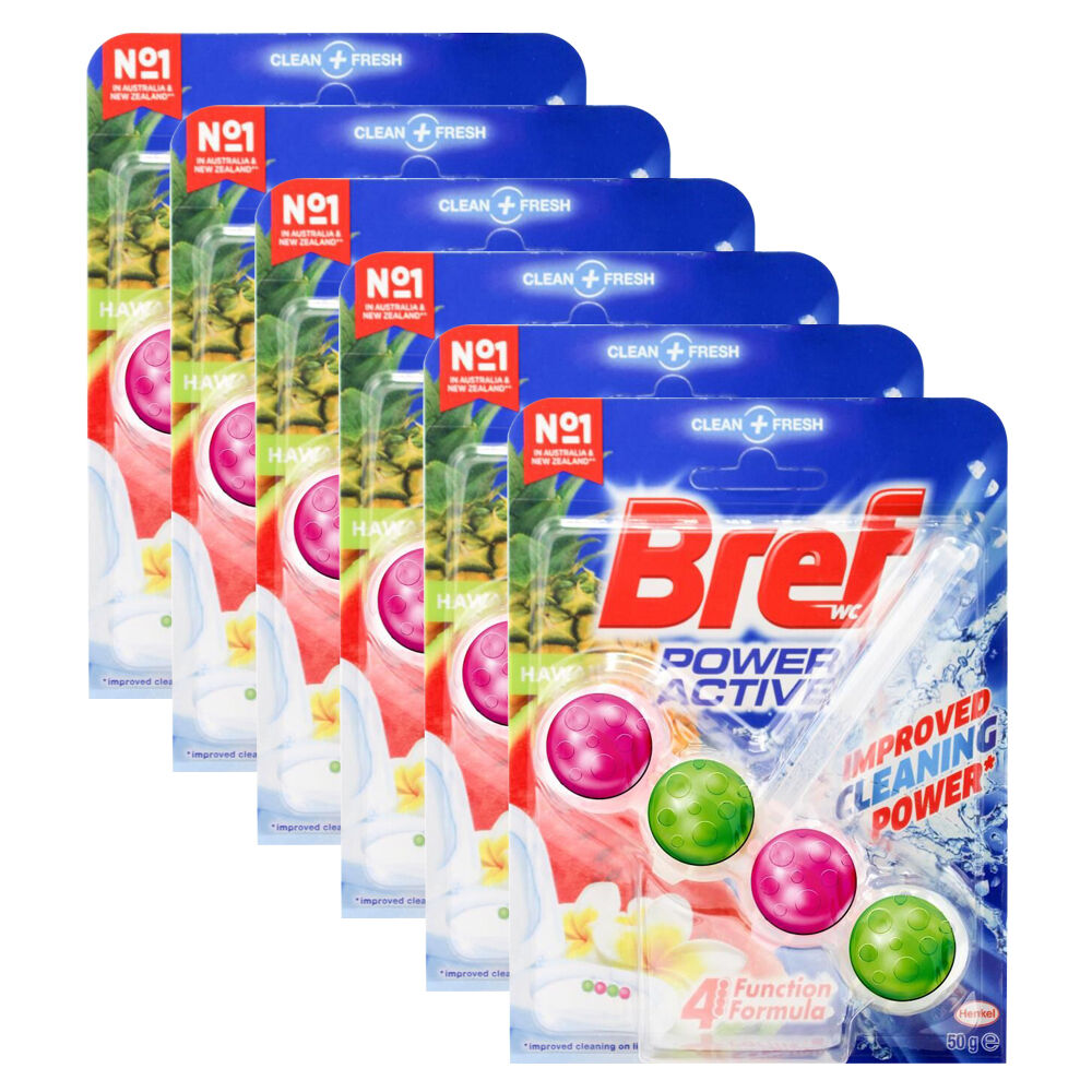 6PK Bref 50g Toilet Cleaner Cage Power Active 4 Function Formula Hawaii