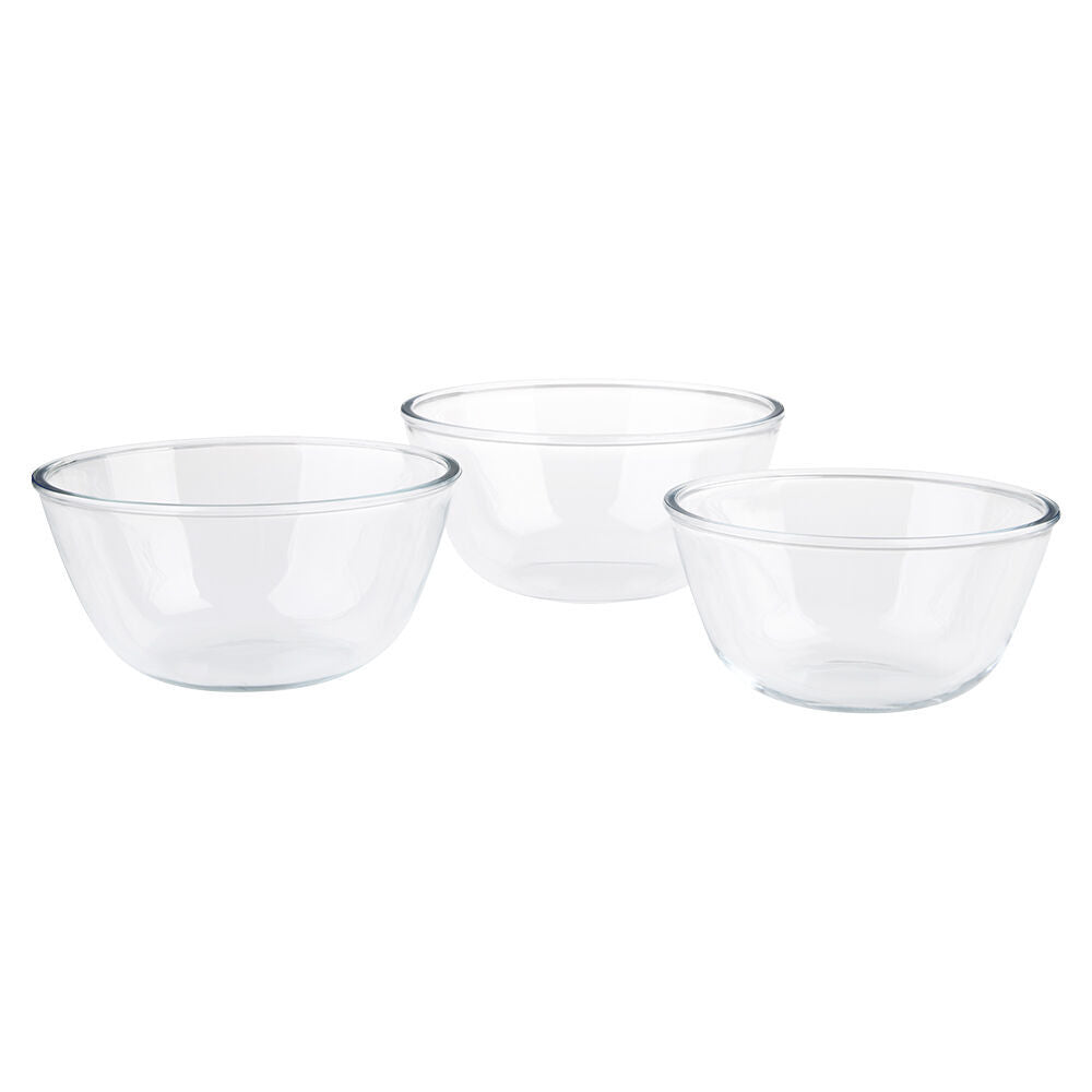 6PK Daily Bake Borosilicate Glass Mixing Bowl 21cm/2L - Clear