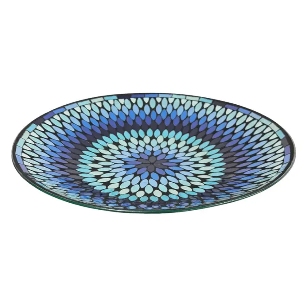 Glass Mosaic Outdoor Garden Bird Bath Bowl 47x7cm Blue