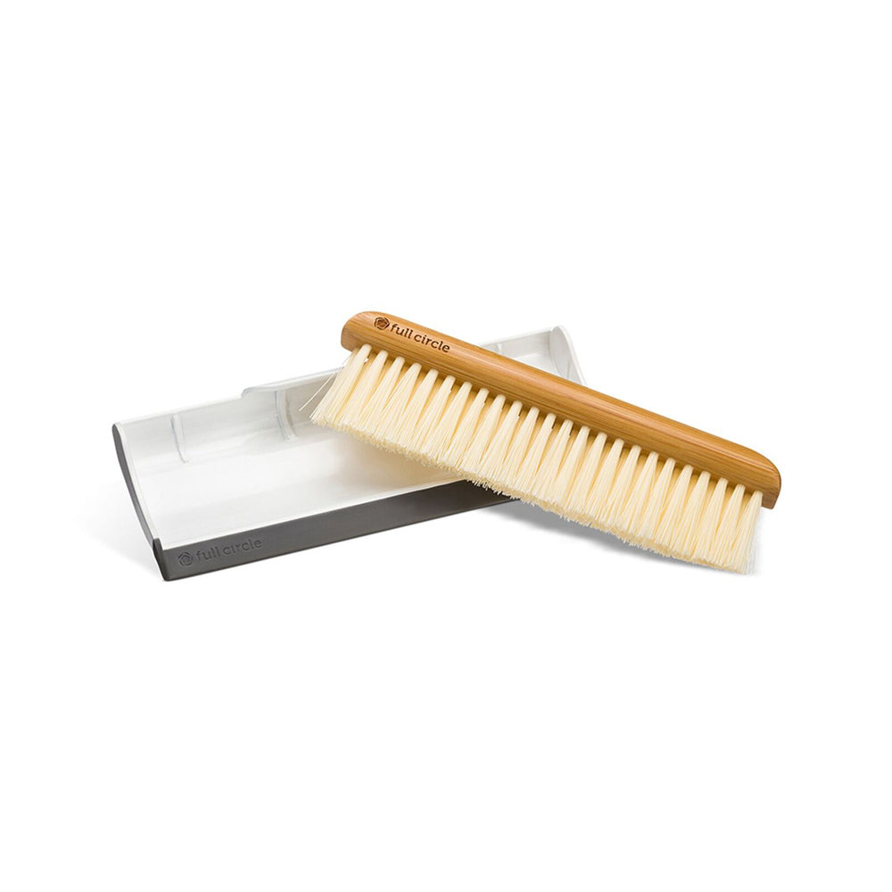 2x 2pc Full Circle Counter Sweep & Squeegee Dustpan/Sweeper Set - White