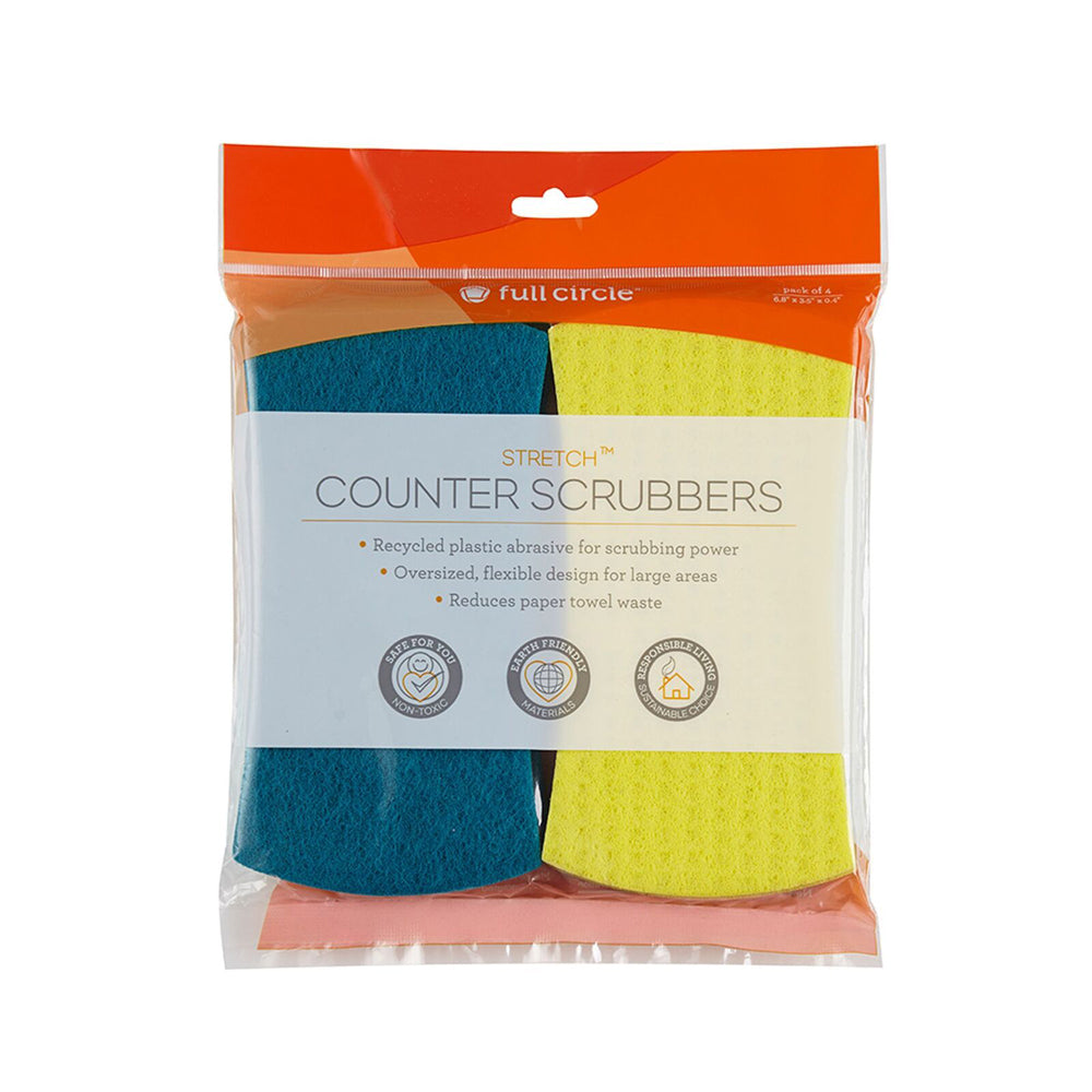 2PK 4PK Full Circle Stretch Plastic Counter/Sink Scrubbers Set