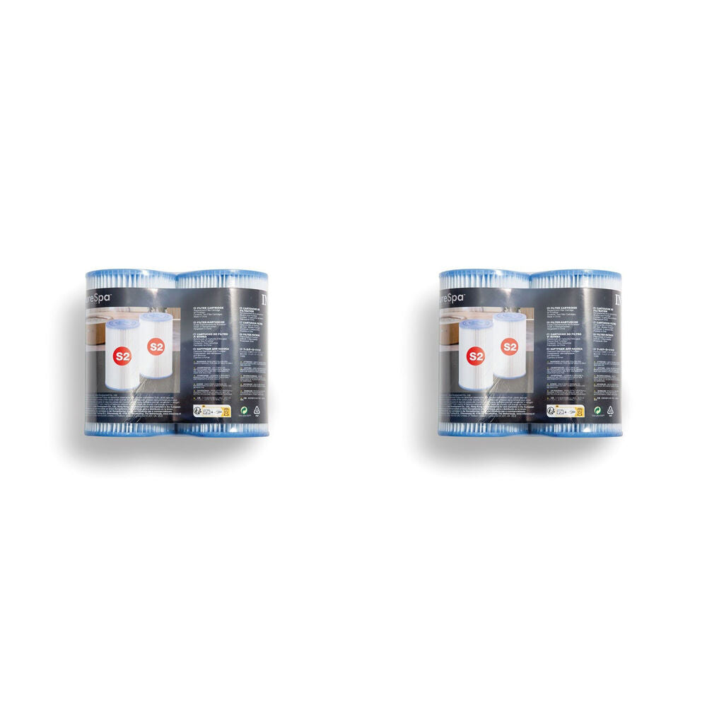 4pc Intex Filter Cartridge S2 For Spa Shrink Wrap W/ Litho Twin Pack