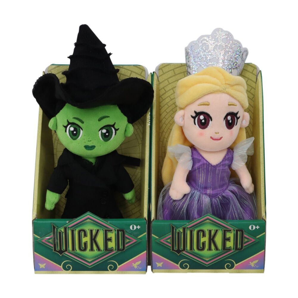 Wicked Kids Small Soft Plush Toy Glinda & Elphaba 8 Inch Assorted