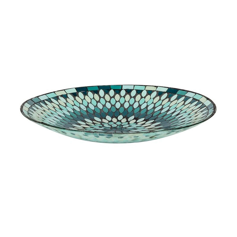 Glass Mosaic Outdoor Garden Bird Bath Bowl 47x7cm Green