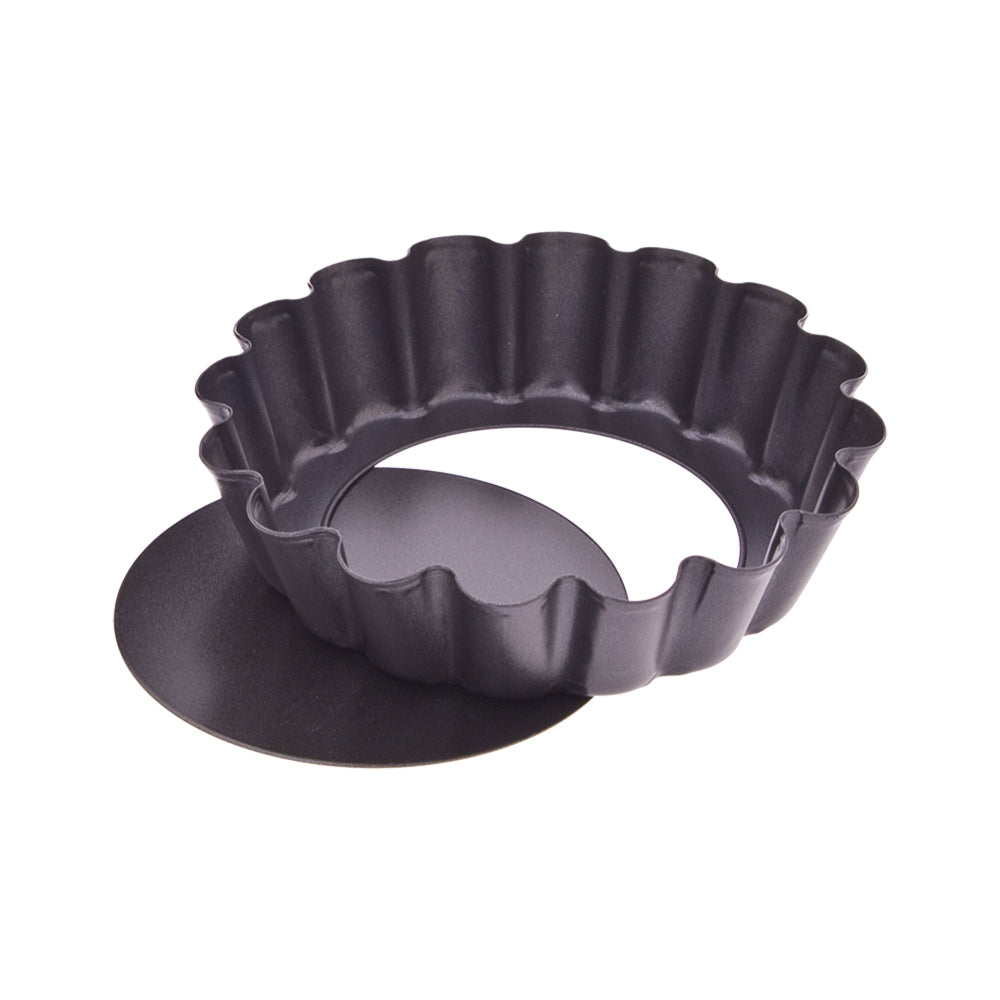 12PK Daily Bake Non-Stick Deep Mini Quiche Pan Bakeware 12x3cm - Black