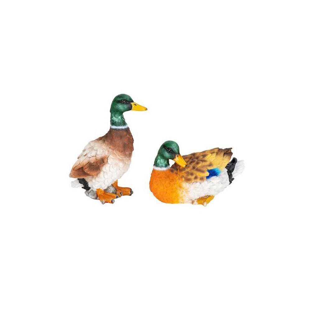 4PK Resin Duck Outdoor Home Decoration Orange/Green Assorted