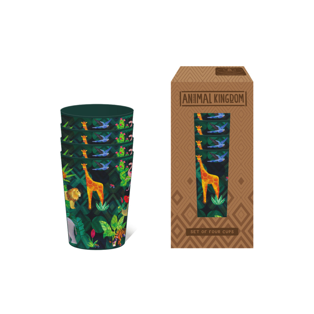 2x 4pc Animal Kingdom Kids/Children Water Drink Cup 13cm - Green