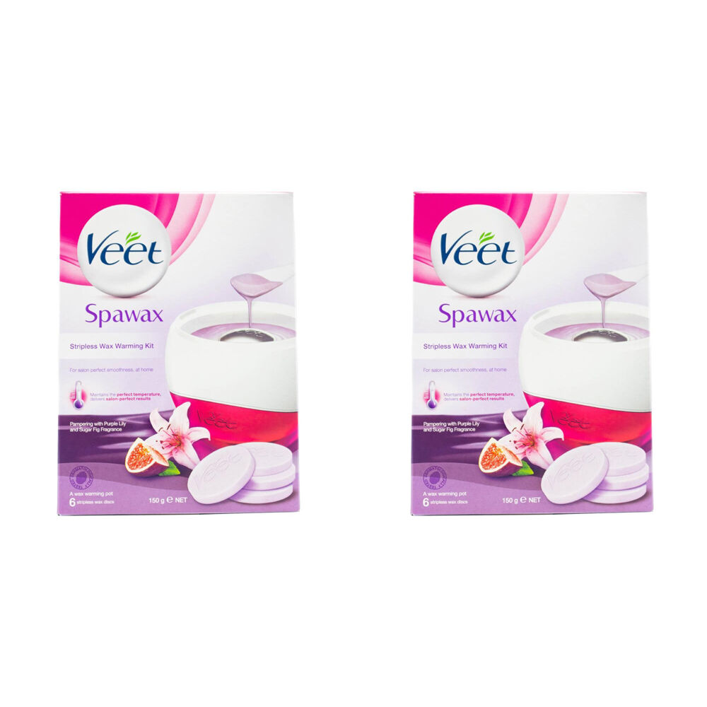 2PK Veet Spawax Hair Removal Stripless Wax Warming Starter Kit