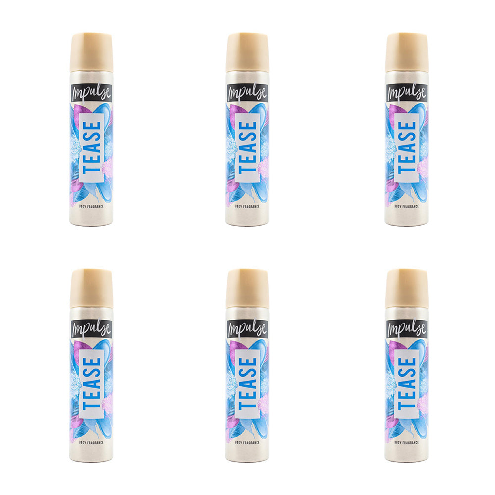 6PK Impulse 50G Ladies Scent Body Spray Perfume Fragrance Tease