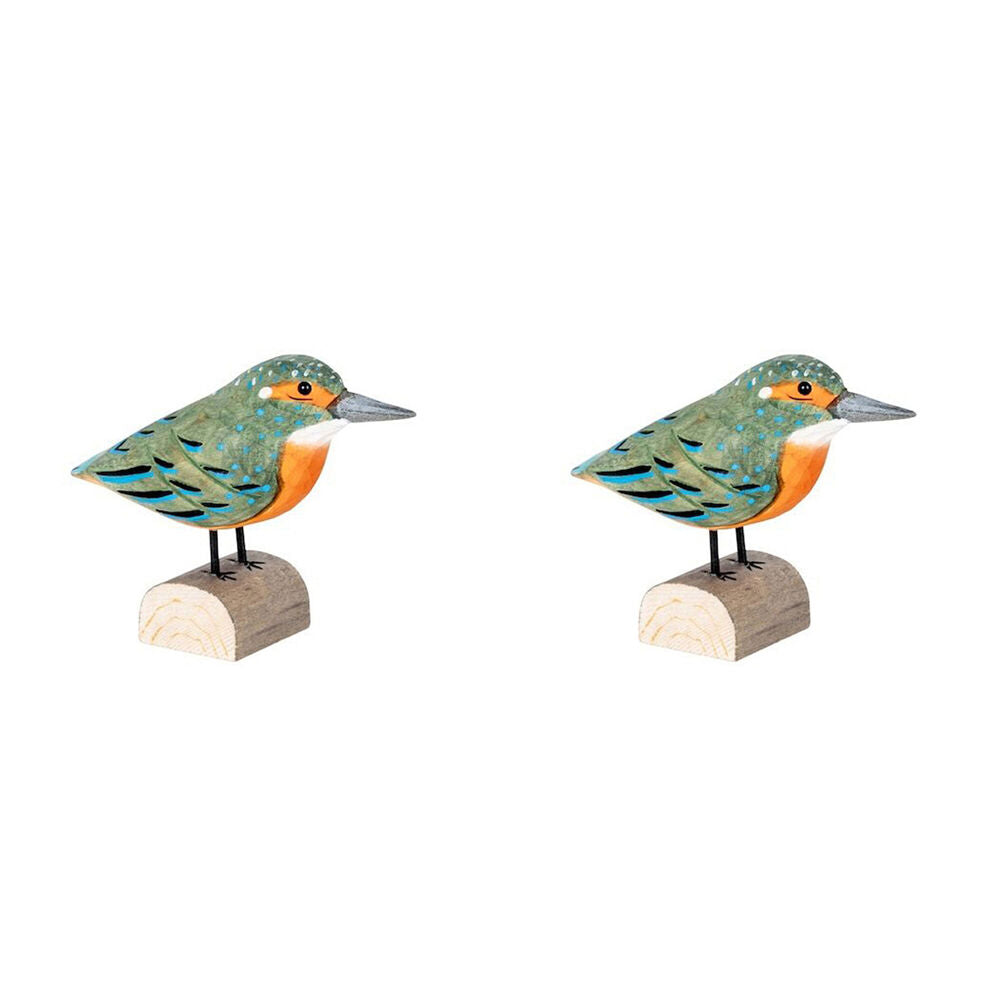 2PK Timber Kingfisher Indoor Home Decoration 23x9cm Green