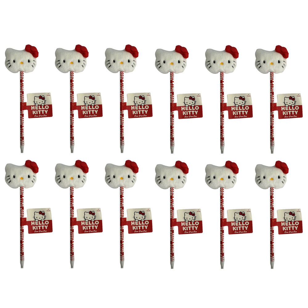 12PK Hello Kitty Pom-Pom Ballpen Kids/Children School Writing Stationery Pen