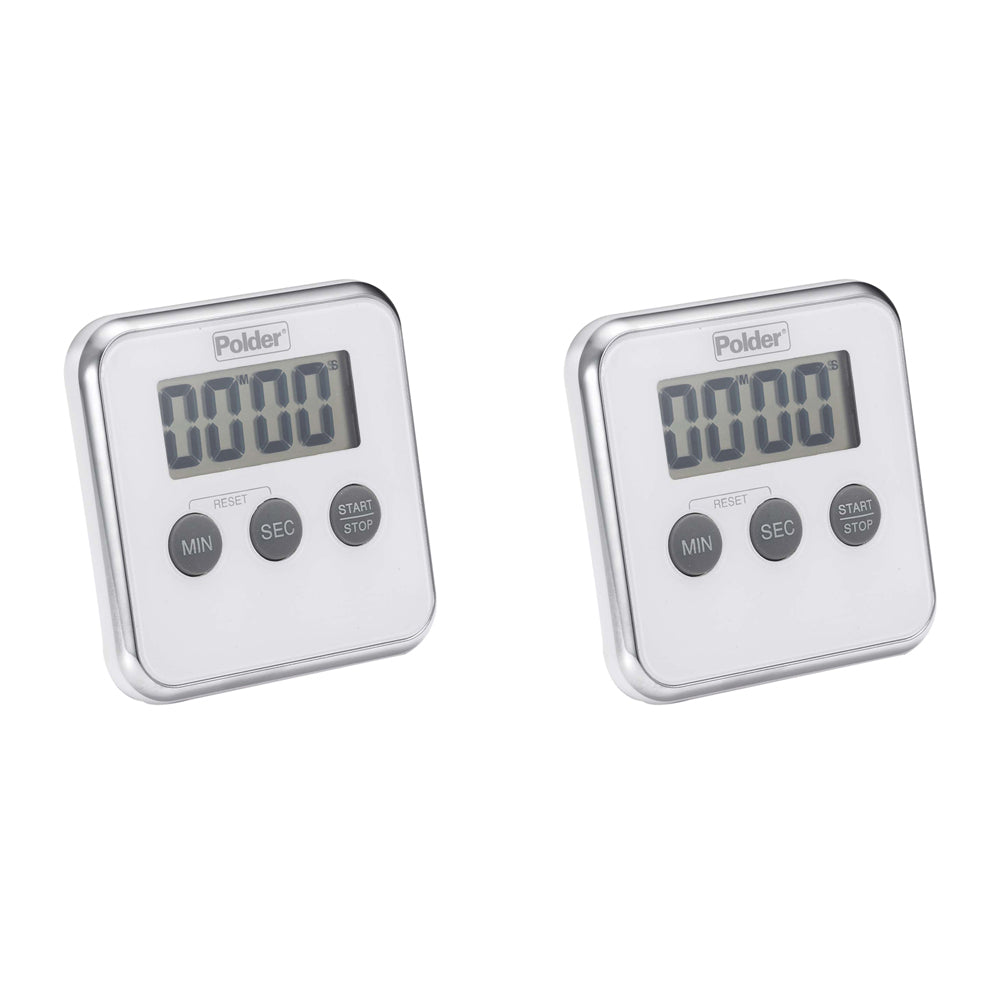2PK Polder LCD Display 100 Minute Digital Kitchen Timer 8cm - White
