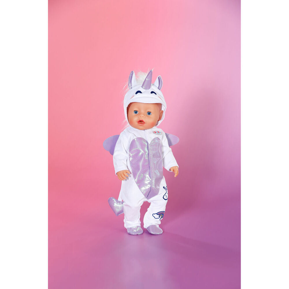 Baby Born Unicorn Onesie Accessory/Outfit For 43cm Dolls White 3y+