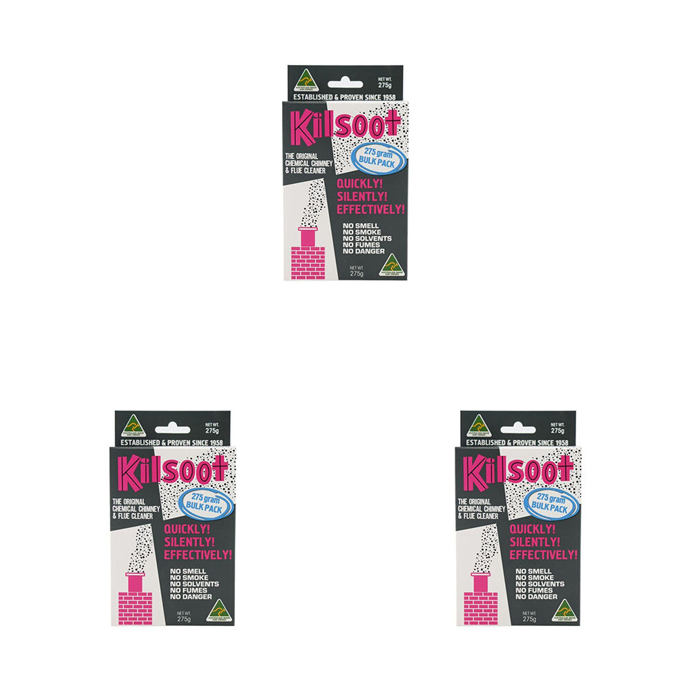 3PK Kilsoot Quick 20 Minutes Chimney and Flue Cleaner Bulk Pack 275g