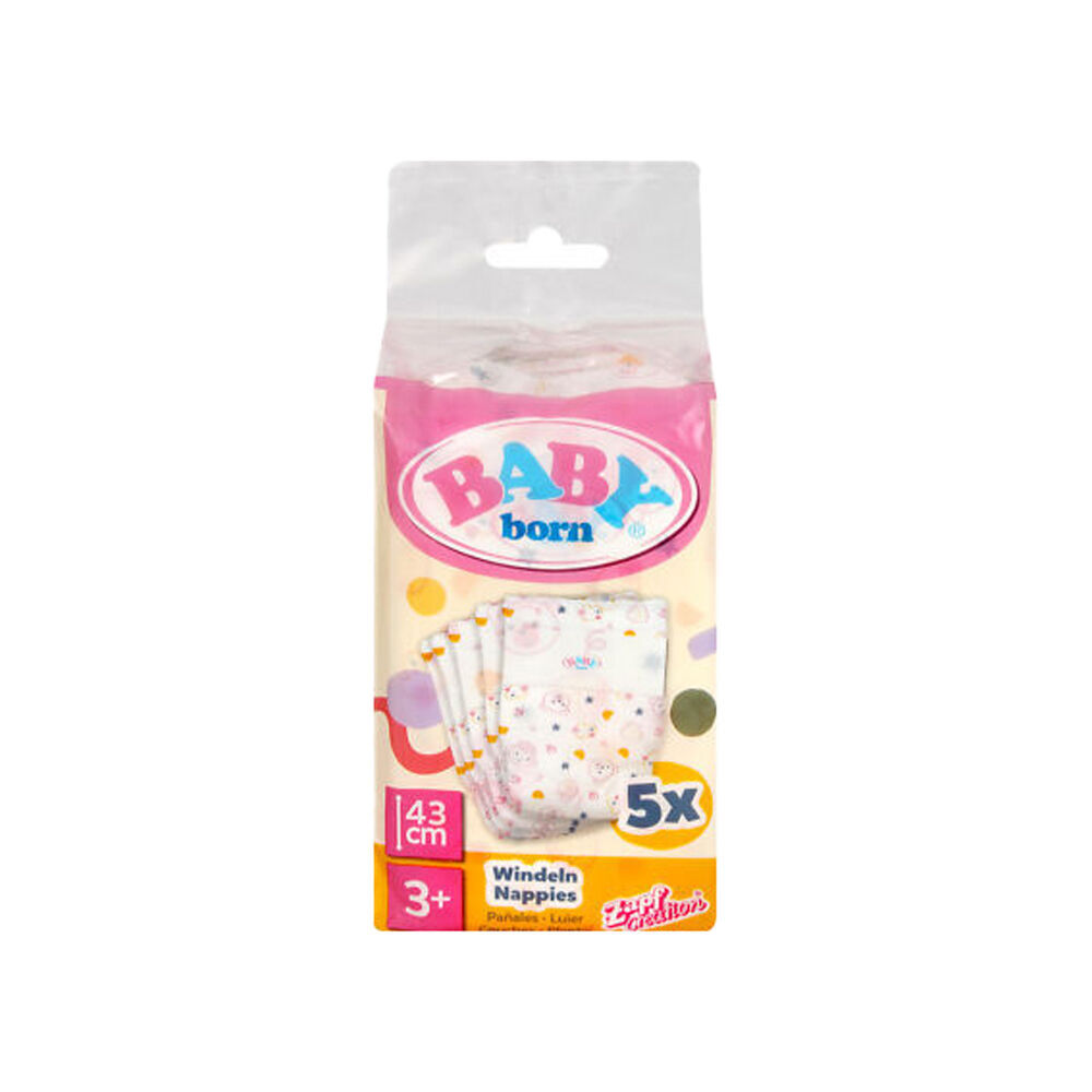 4PK Baby Born Nappies 5 Pack Accessory Toy For 43cm Dolls Pink 3y+
