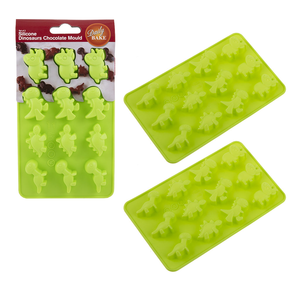 4pc Daily Bake Silicone Dinosaur 12 Cup Chocolate Mould