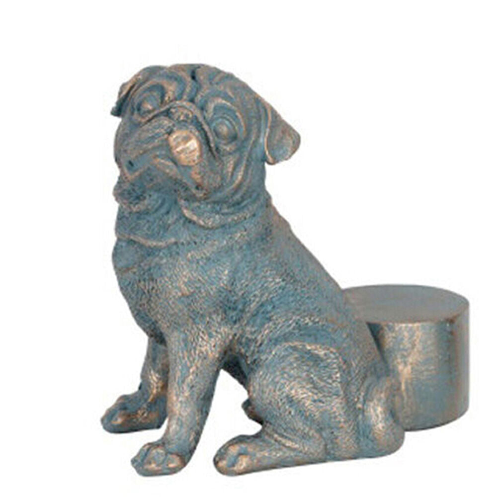3PK Polyresin Pug Dog Planter Pot Feet Riser Aged Brass