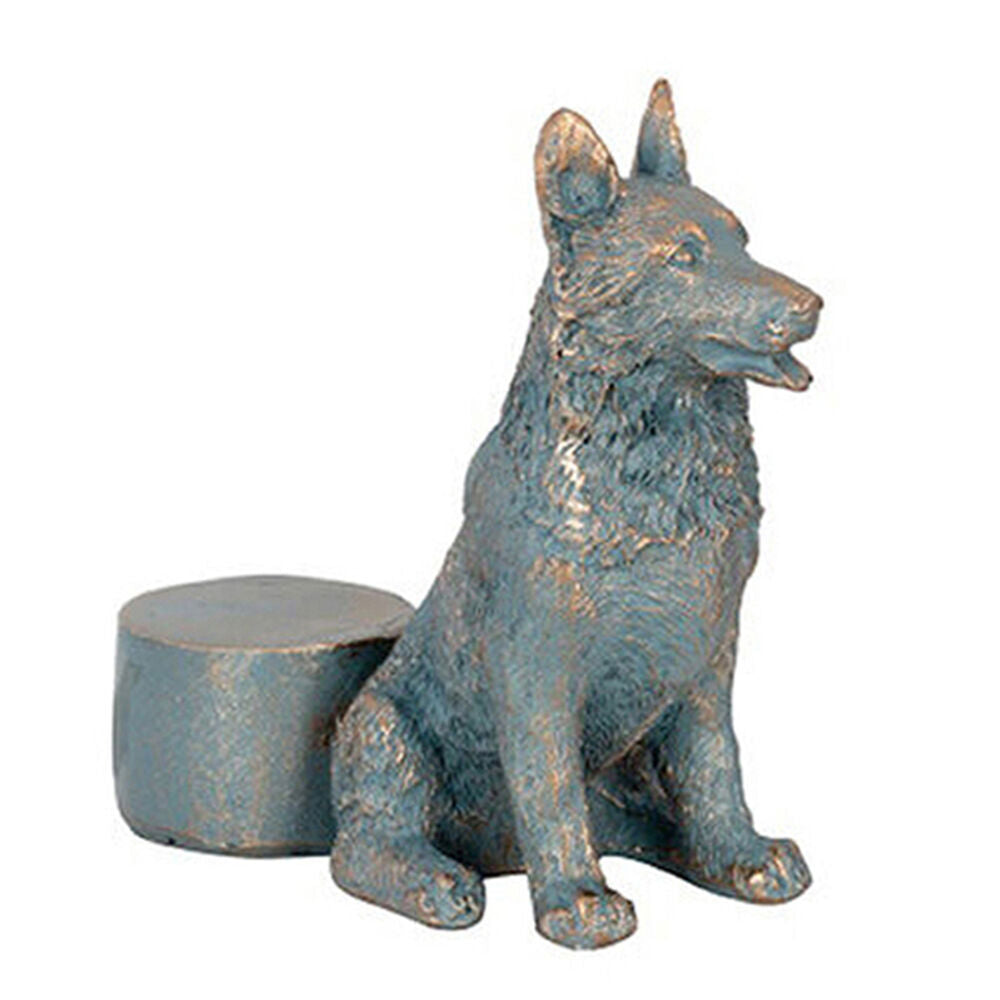 3PK Polyresin German Shepherd Dog Planter Pot Feet Riser Aged Brass