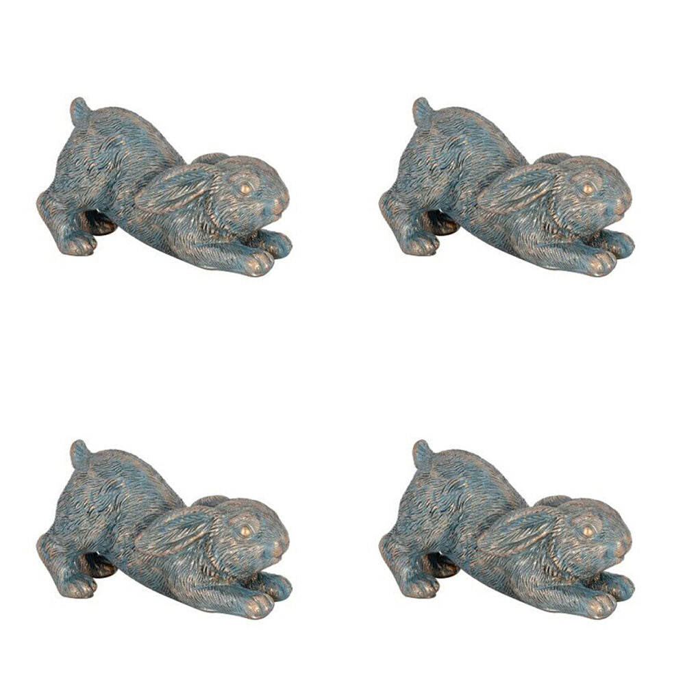4PK Polyresin Bunny Rabbit Planter Pot Feet Riser Aged Brass
