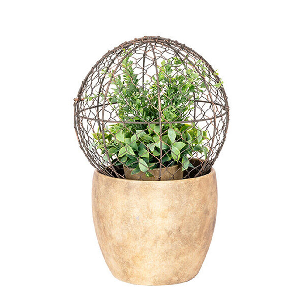 Medium Wire Mesh Metal Ball Topiary Plant Frame 24x22cm Rust Copper