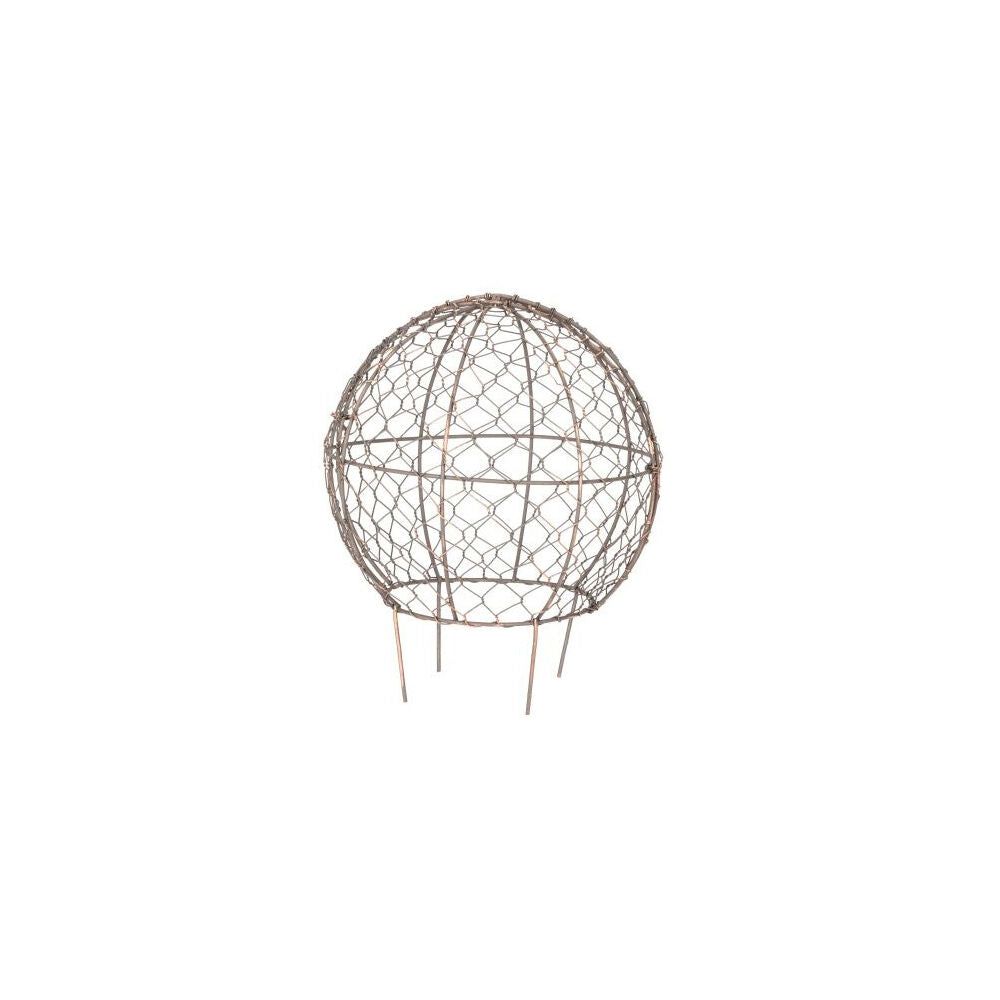 Medium Wire Mesh Metal Ball Topiary Plant Frame 24x22cm Rust Copper