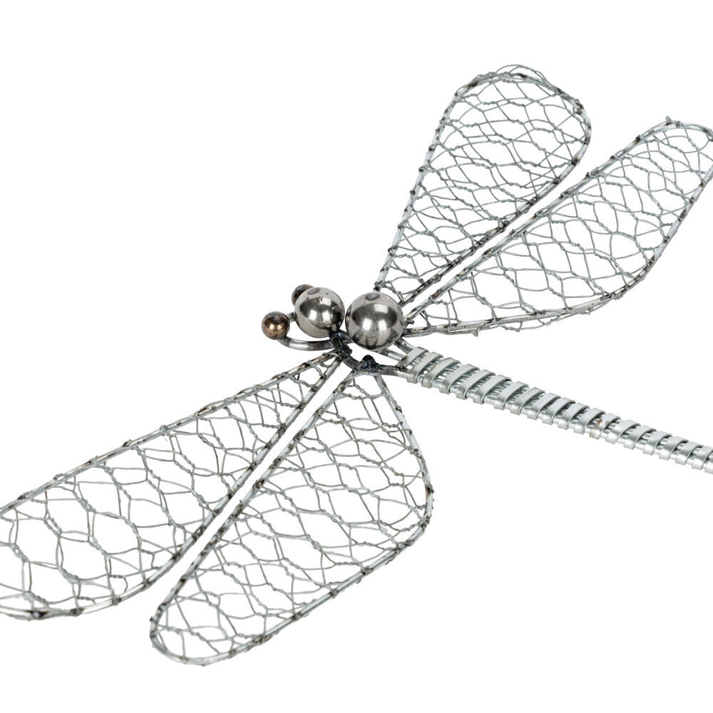 2PK Medium Steel/Bronze Wire Dragonfly 29x18cm Assorted
