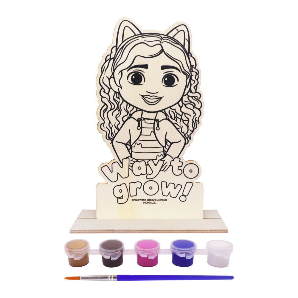 12PK Gabbys Dollhouse Paint Your Own Wooden Character Kids Art Craft Kit 3y+