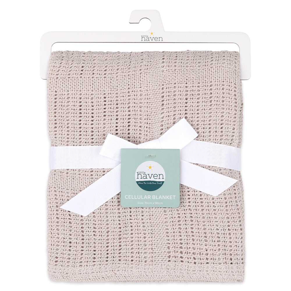 2PK Little Haven Cellular Natural Gentle Baby Blanket 90cm