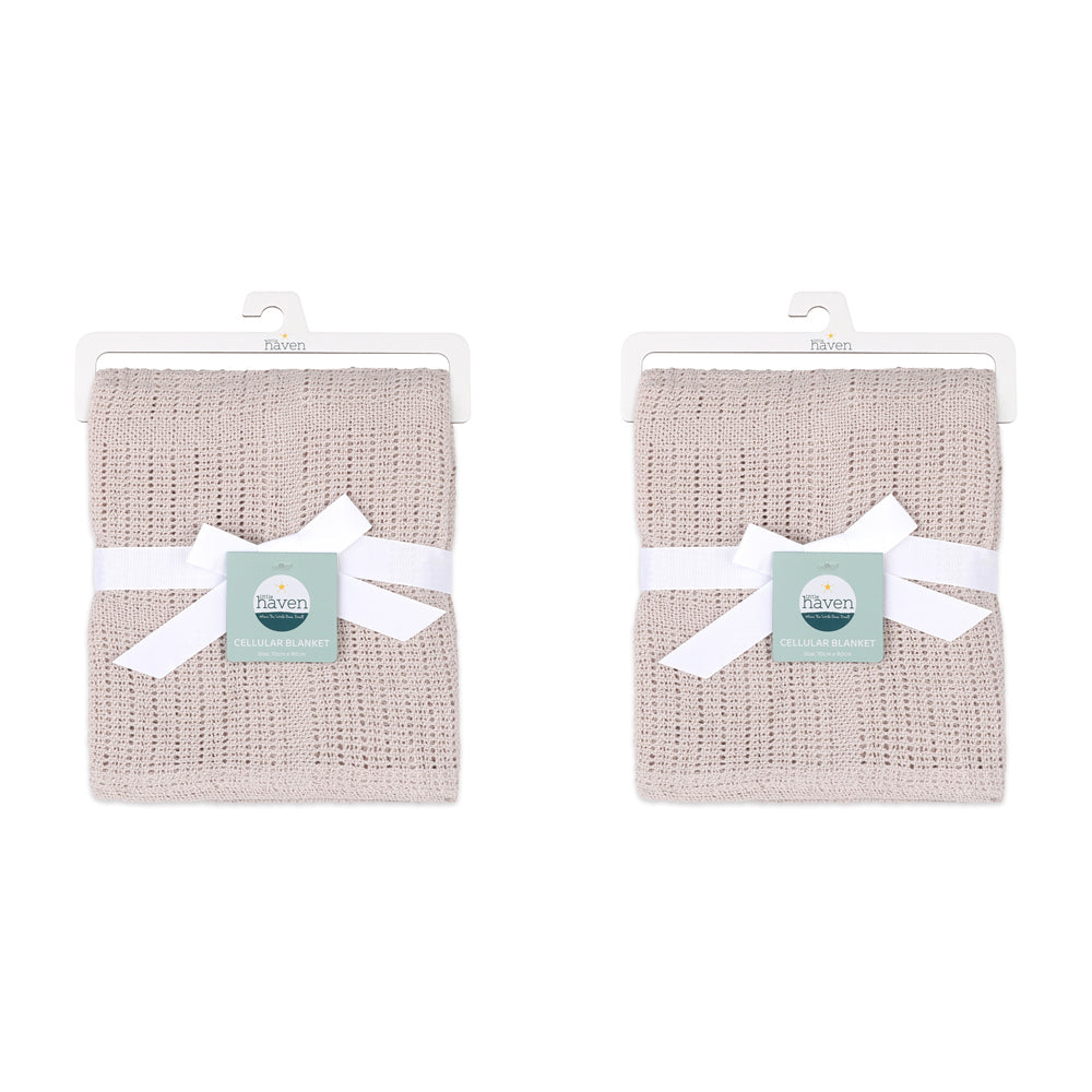 2PK Little Haven Cellular Natural Gentle Baby Blanket 90cm