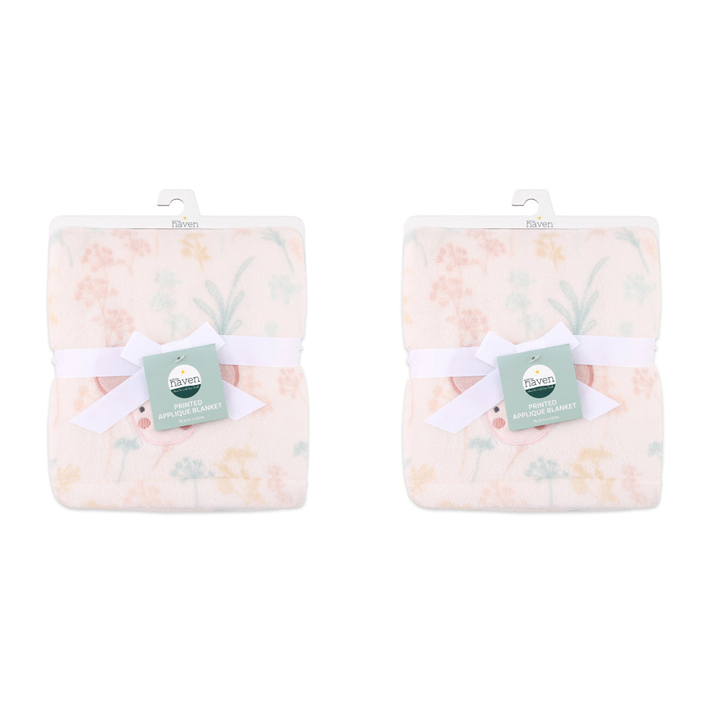 2PK Little Haven Cellular Blanket Rose Baby Blanket 90cm