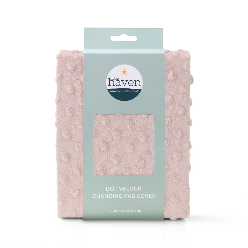 3PK Little Haven Dot Velour Soft Baby Changing Pad Cover Rose 88cm