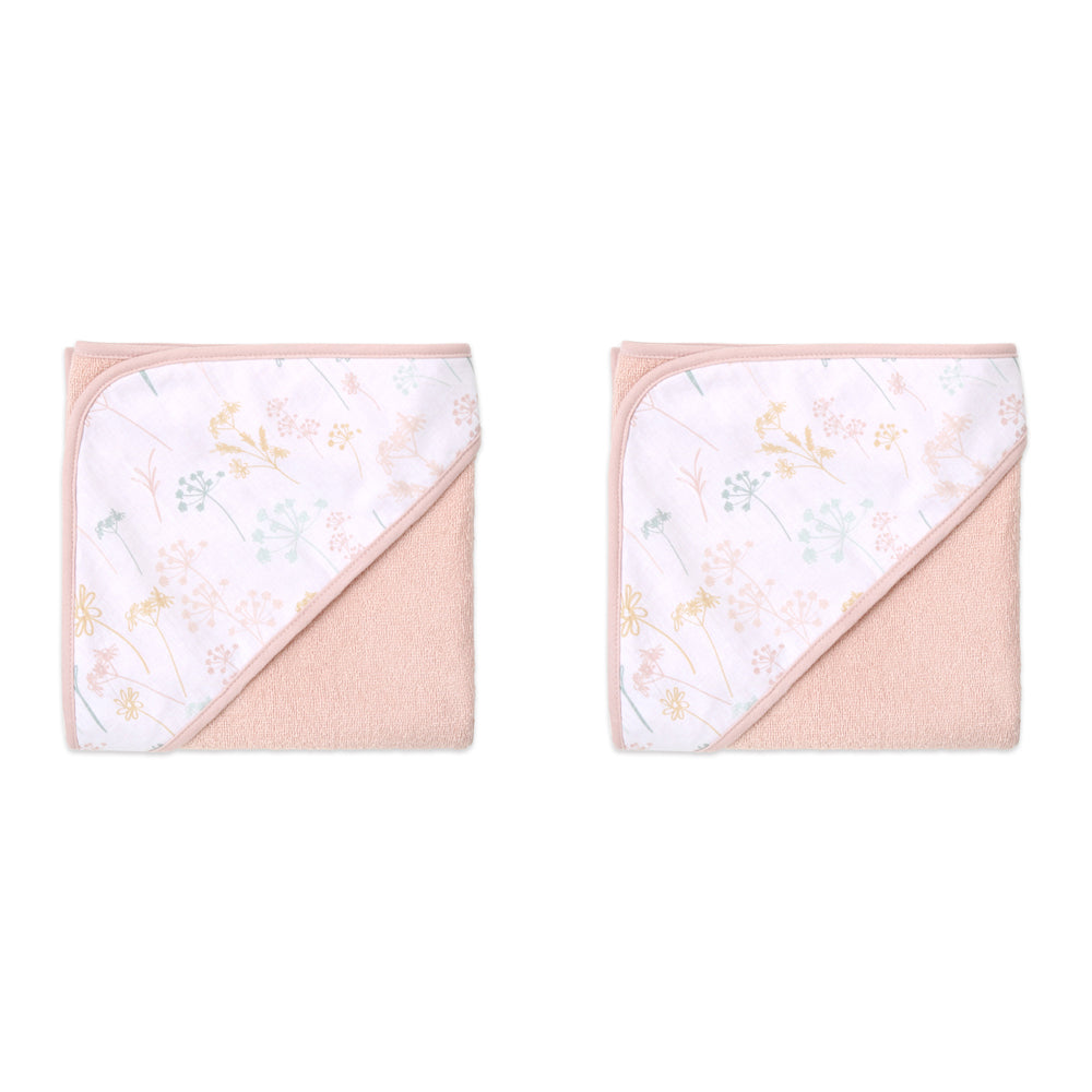 2PK Little Haven Cotton Hooded Wild Flower Soft Baby Towel 76cm