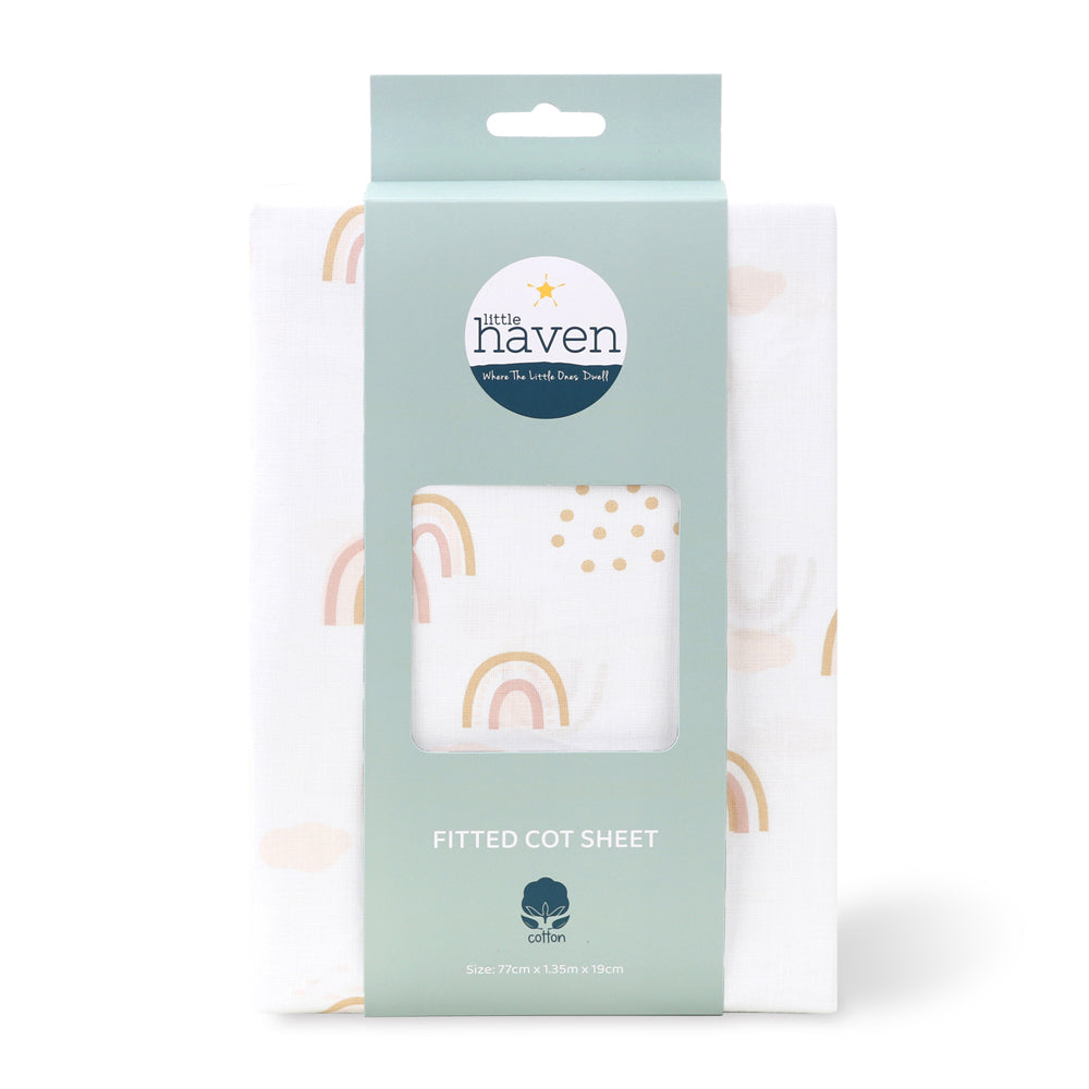 2PK Little Haven Cot Fitted Rainbows Baby Bedding Sheet 135cm