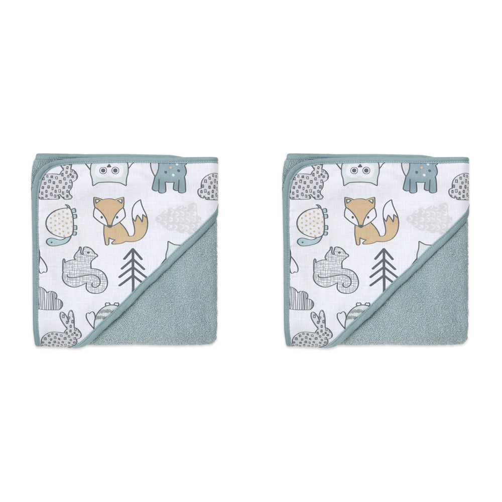 2PK Little Haven Cotton Hooded Woodland Soft Baby Towel 76cm