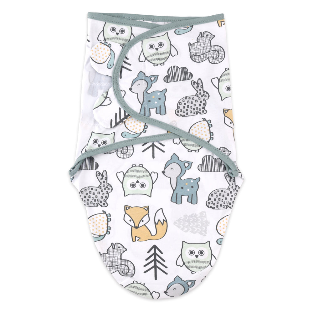 2PK Little Haven Cotton Hooded Swaddle Woodland Soft Baby Wrap 0M+