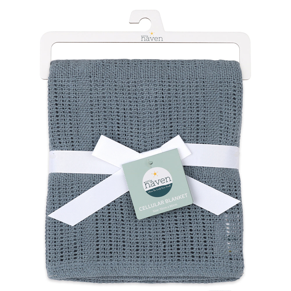 2PK Little Haven Cellular Blue Gentle Baby Blanket 90cm
