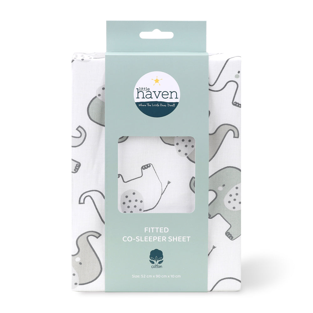 3PK Little Haven Co-Sleeper Elephant Baby Bedding Sheet 90cm